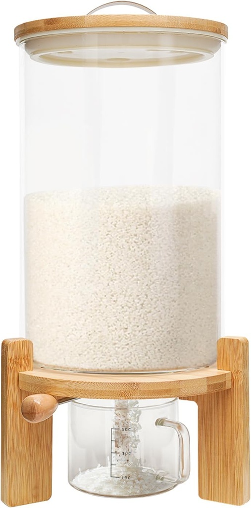 5l/7.5l Rice Dispenser, Cereal Storage Dispense With Valve Airtight Lid, Grain Dispenser Glass Bucket Container Beans Storage For Rice, Flour, Nuts, Coffee Beans (7.5L)