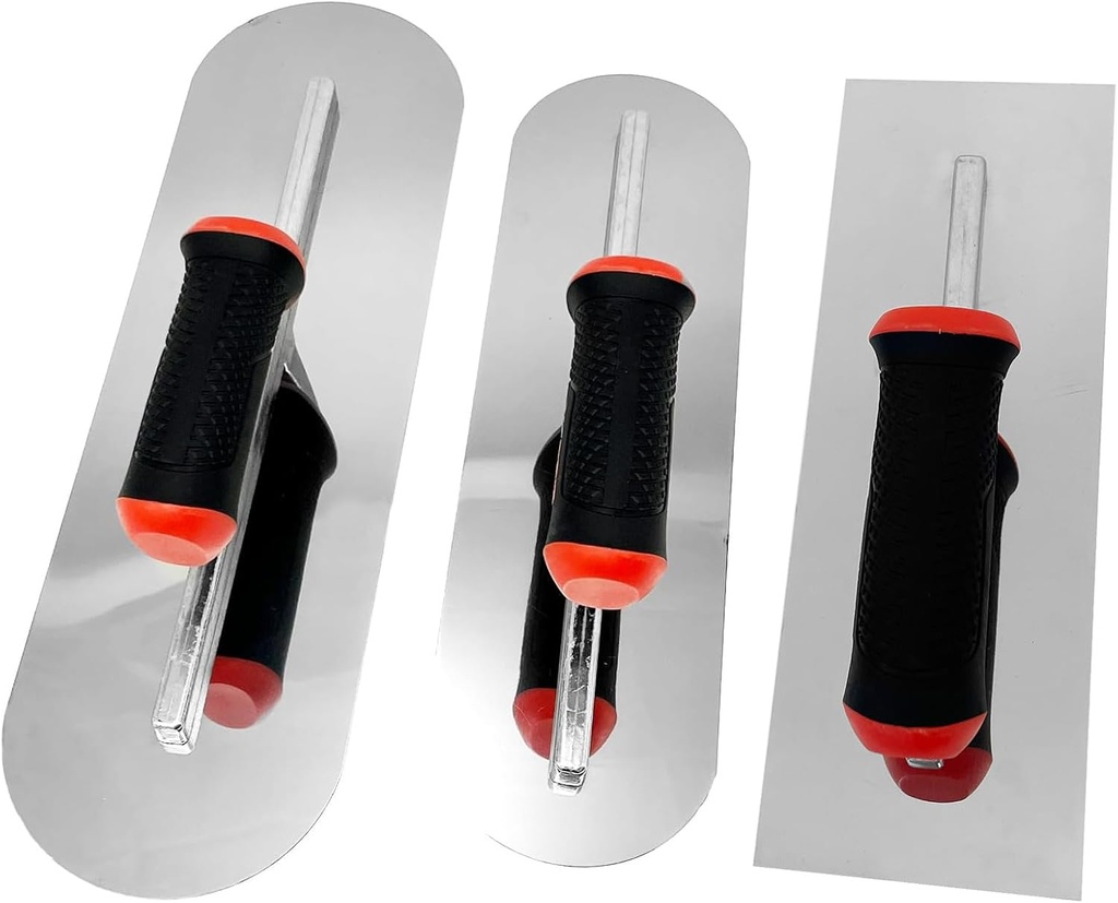 3 Pack Concrete Tools Set, 1 Pcs Stainless Steel Flat Finishing Trowel and 2 Pcs Pool Trowels, Drywall Cement Plastering Masonry Construction Hand Tool Kit