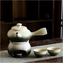 Traditional Sake Cup Ceramic Wine Glasses Japanese Sake Set Side Handle Sake Bottle Traditional Ceramic Hot Set 4 Pieces Candle Stove 1 Japanese Sake