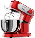 Stand Mixer, 3.5QT+6QT Two Bowls Kitchen Electric Mixer, 600W 6+P speed Tilt-Head Food Mixer with Stainless Steel Bowl, Dishwasher-Safe Dough Hook, Flat Beater, Wire Whisk, Splash Guard, Red