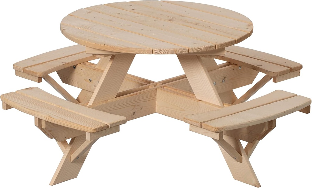 Gardenised Wooden Kids Round Picnic Table Bench, Outdoor Children's Backyard Table, Crafting, Dining, and Playtime Patio Table