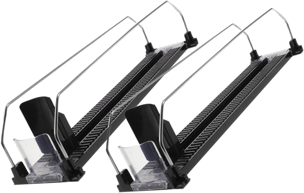 MERRYHAPY 2pcs Plastic Beverage Dispenser Stand Pusher Can Organizer for Refrigerator Easy Install Drink Pusher Fridge Accessory