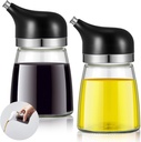 Glass Soy Sauce Dispenser, Small Olive Oil and Vinegar Dispenser, Soy Sauce Bottle, Non Drip Spout Cruet Bottle Container for Oil Vinegar Seasoning Kitchen(5 oz,Black,2 Pcs)