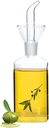 Glass Olive Oil Dispenser, No Funnel Needed Easy to Refill Oil Bottle with Pourers, Clear Cooking Oil Vinegar Dispenser Bottle Olive Oil Carafe Decanter for Kitchen BBQ (8.5oz/250ml)