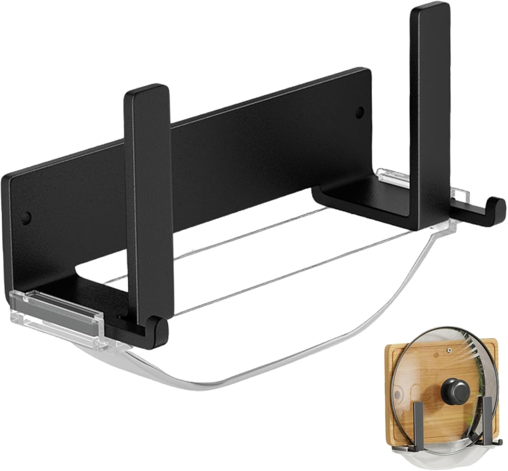 Cutting Board Holder Wall Mount, 7 Inch Metal Cutting Board Hanger with Hook and Removable Water Tray, Space-Saving Vertical Plate Holders for Kitchen