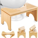 Foldable Toilet Stool, 7.1 Inches Adjustable Height Bamboo Squat Potty for Bathroom, Poop Stool with Built-in Bracket, Toilet Foot Step Stool for Adults, Better Posture & Digestion