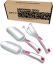 Garden Tool Set, 3PC Bend Proof Gardening Tool Kits (Soil Scooper, Garden Trowel, Cultivator Hand Rake), One-Piece Aluminum, Garden Gift Pink