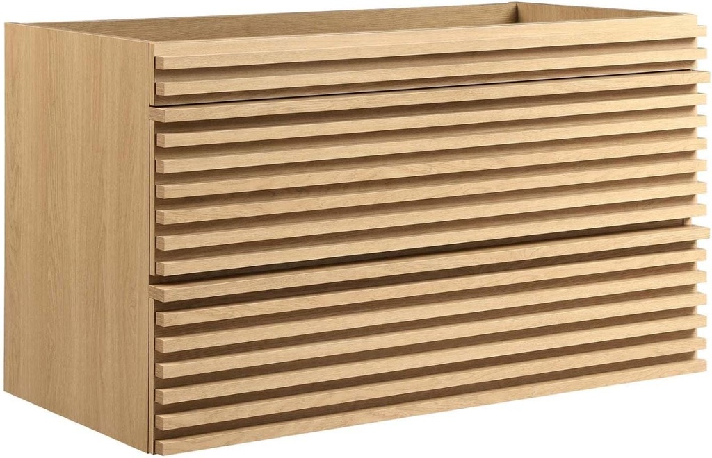 Modway Render 35" MDF Wood Wall-Mount Bathroom Vanity Cabinet in Oak