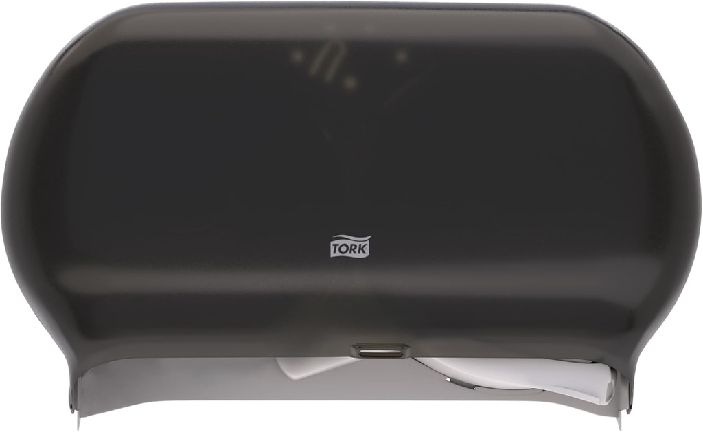 Tork Twin Jumbo Toilet Paper Roll Dispenser Smoke T22, Refill Indicator Window, 56TR