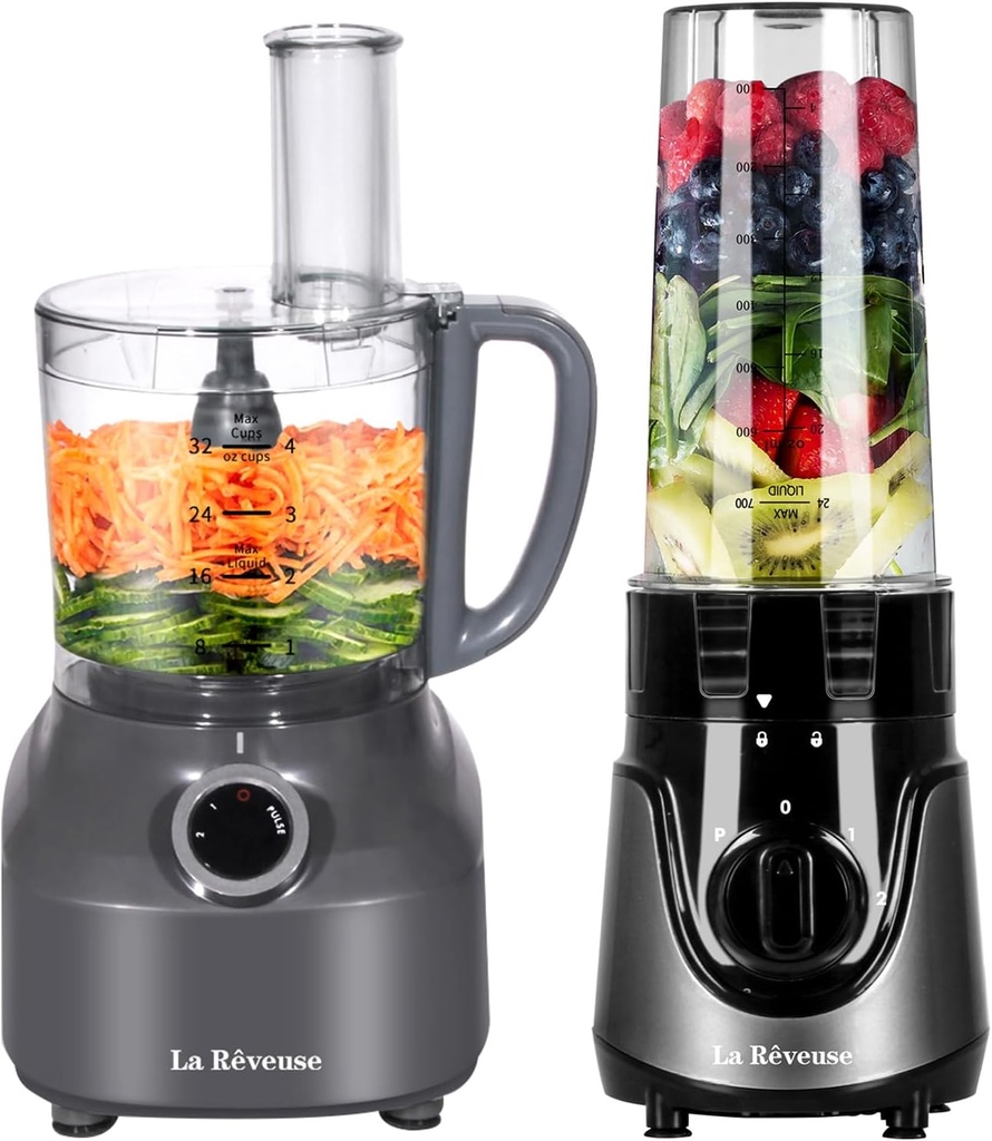 La Reveuse 300 Watts Smoothie Blender + La Reveuse 4-Cup Food Processor