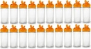 Nakpunar 20 pcs 8 oz Clear Plastic Spice Jars with Orange Shaker/Pour Dispenser Caps with Freshness Seal- Made in USA