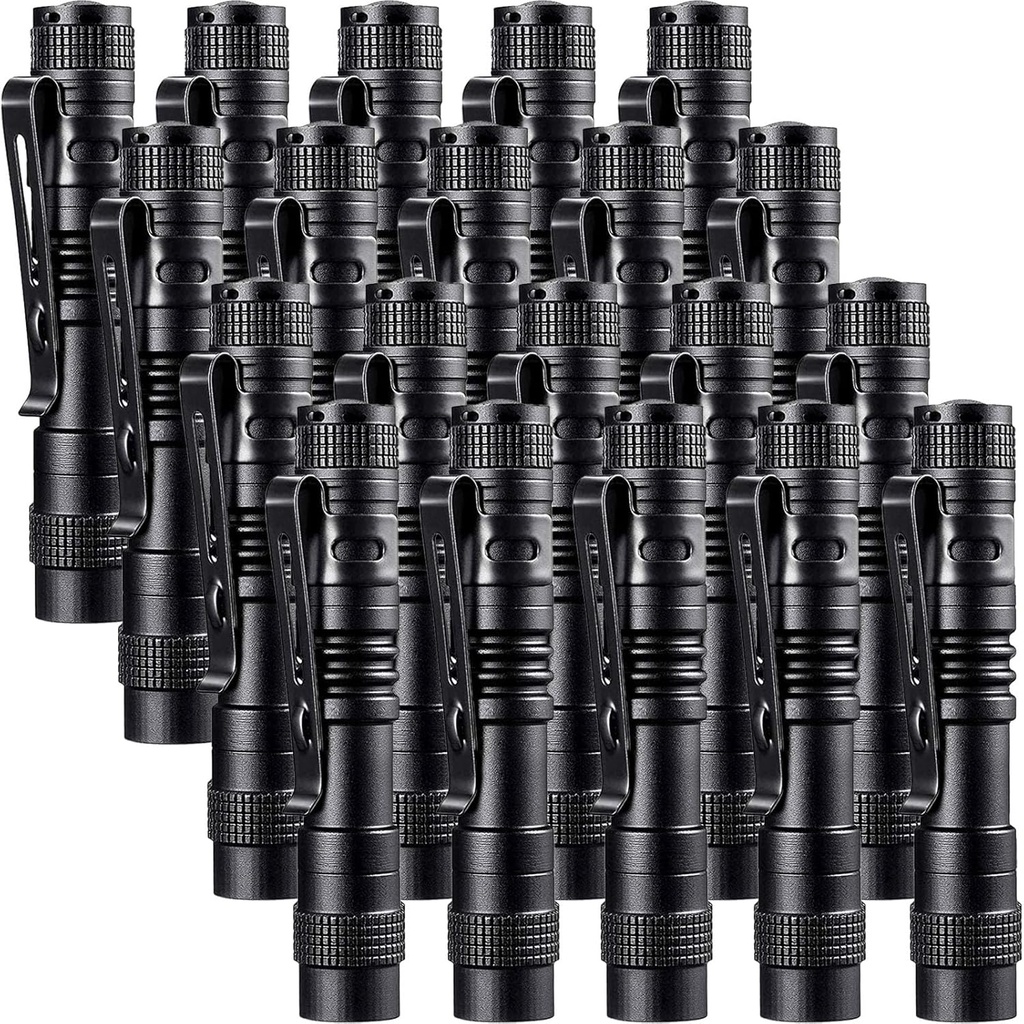 Beieverluck 20 Pack Pen Light Flashlight Mini Small Flashlight with Clip Waterproof LED Pocket Pen Flashlights for Camping, Inspection, Work, and Emergency(Small,Black)