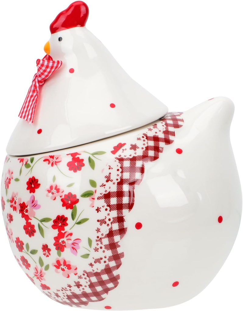 BESTOYARD Easter Ceramic Cookie Jar Holiday Candy Jar Hen Shaped Food Storage with Airtight Lid for Easter Cookies Candy Snacks Crackers Chips, 19.5x16.2cm, GKTW29H3616Q1O