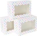 Polka Dot Cookie Boxes - 12 Pack - Pastel Polka Dot Cookie Boxes with Window - for Easter, Birthdays, Cupcakes, Pastries - Large Size Easily Fits a Dozen Cookies - 12 pcs