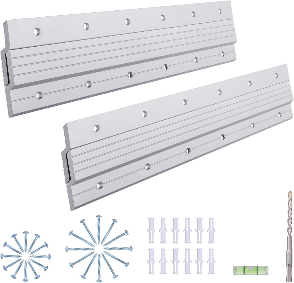 French Cleat Hanger 12 Inch - 2 Pairs - Aluminum Z Clips/Bar Interlocking Wall Mounting Bracket Hardware Kit for Hanging Mirrors, Picture, Shelf, Headboard, Cabinet, Whiteboard, Art, Frames
