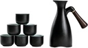 QWEASDF Japanese Sake Set, Traditional Ceramic Craftsmanship, 7-Piece Gift Box (Including 1 Bottle, 6 Cups), Wooden Handle, Retro and Elegant, Suitable As Gifts and Decorations