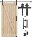 EaseLife 6.6FT Sliding Barn Door Hardware Track Kit & Handle,Big Industrial Spoke Wheel Pulley,Wall Mount,Slide Smoothly Quietly,Easy Install,Black,79" Track Fit for 36-38" Wide Opening (No Door)