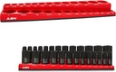 ABN Magnetic Socket Organizer Tray – SAE Standard 3/8in Socket Holder Magnetic Tool Organizer 26 Slot Red Holder