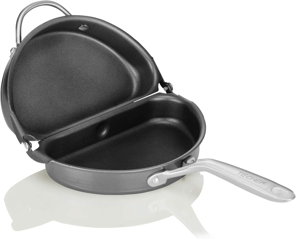TECHEF - Frittata and Omelette Pan, Nonstick Double Sided Folding Egg Pan, Made in Korea (PFOA Free) (Black)
