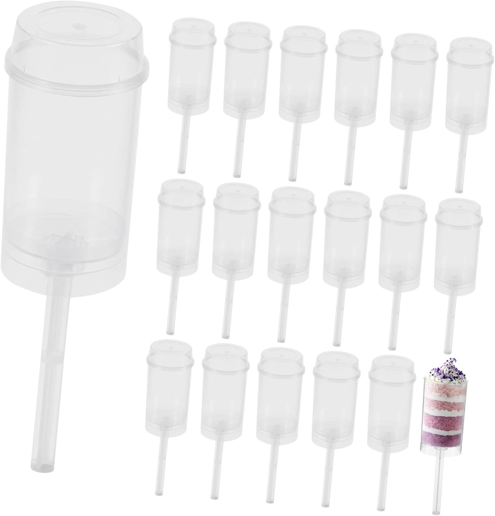 Healifty 30pcs Clear Round Cake Containers with Lids Food Safe Plastic Push Pops Holders for Bakery Dessert Presentation Easy to Fill and Leak Resistant