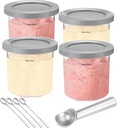 Creami Pints and Lids for Ninja NC301 CREAMi Ice Cream Maker - 4 pack Ice cream Containers Cups Set, 16oz Creami Pint Containers and Lids fit Ninja NC299AMZ NC300 Creamer Ice Cream Maker Accessories