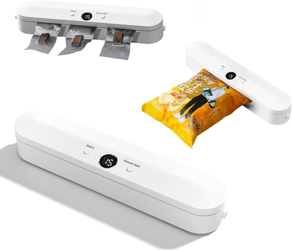 Vacuum sealing machine， with 10 food bags one-key automatic, digital display vacuum sealing and independent sealing function，Dry/Moist/Soft/Hand Vacuum Food Modes