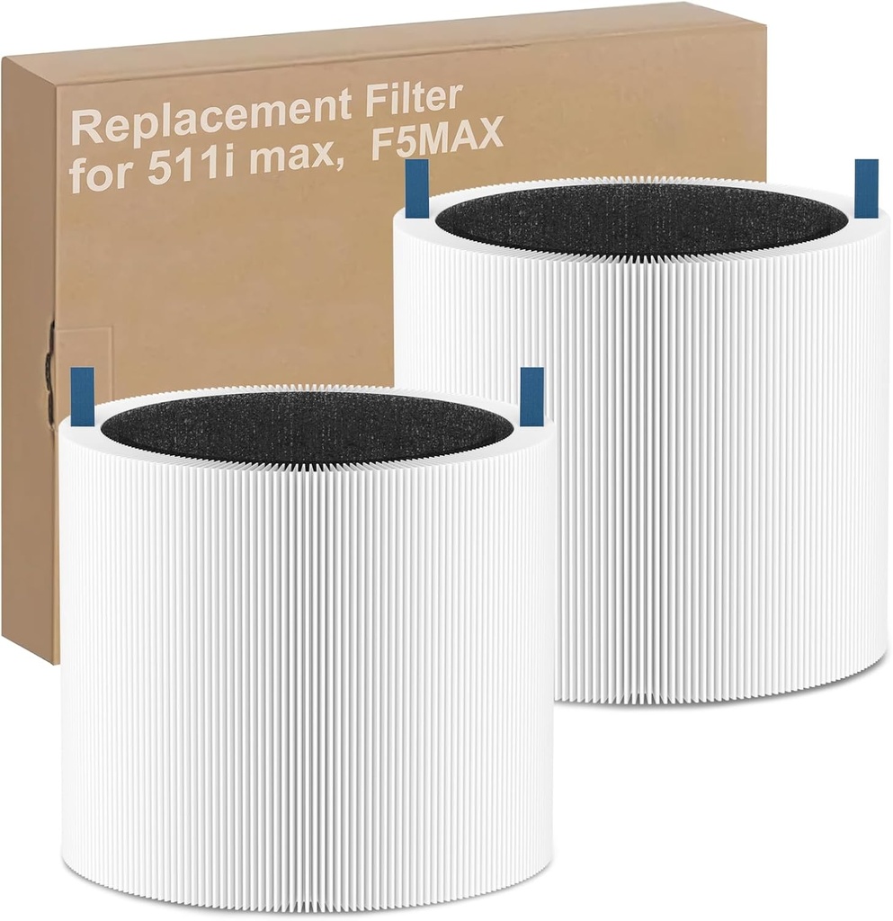 Blue Pure 511i Max Filter Replacement Compatible with Blueair 511i Max Air Purifier, Blue Pure F5MAX, H13 True HEPA & Activated Carbon Replacement Filter, 2 Pack