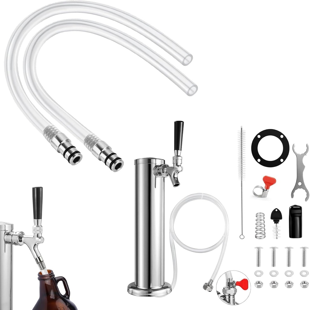2PCS 12'' Silicone Growler Filler and Single Tap Draft Beer Tower Dispenser