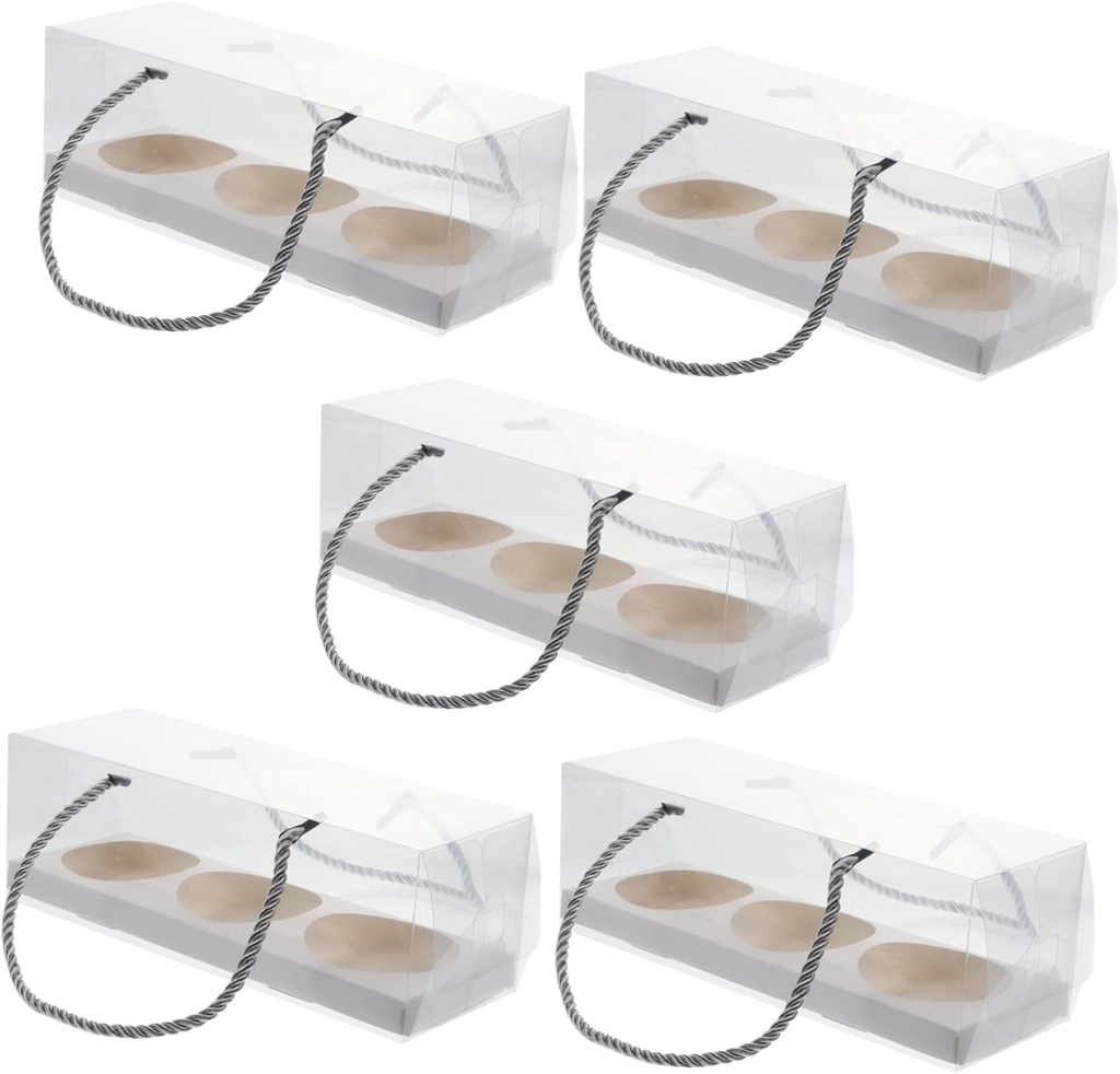 Bakery Boxes 10pcs Egg-yolk Puff Packaging Snack Boxes Cake Containers Handle-design