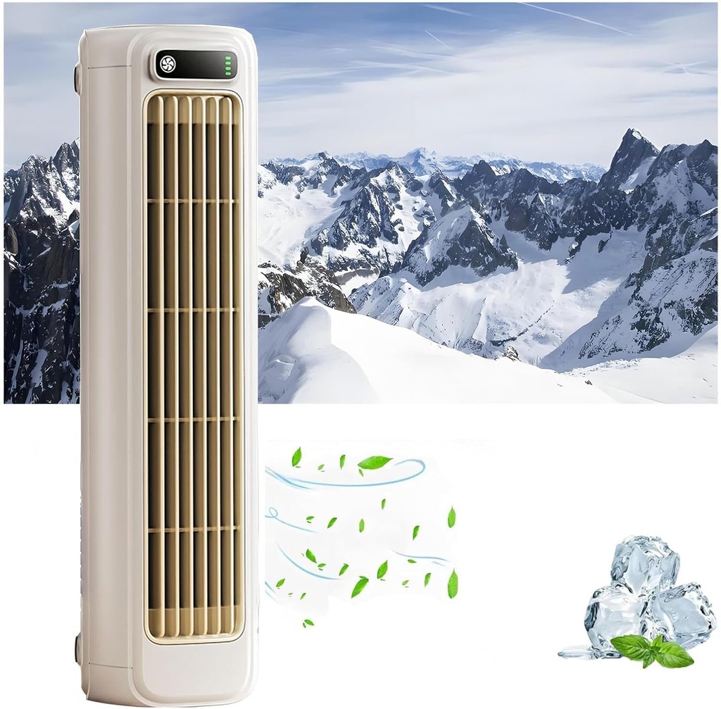 Sherum Cooling Ace, Portable Ultra Quiet Air Conditioner Quiet, 3 Speeds, Portable Room Air Conditioners Rechargeable, 24h Long-Lasting Battery Life -0203,Apricotwhite-25