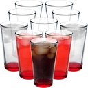 DISCOUNT PROMOS Beer Pint Glasses 16 oz. Set of 10, Bulk Pack - Heavy Duty Glassware for Restaurant, Thick Base and Walls, Stackable - Red