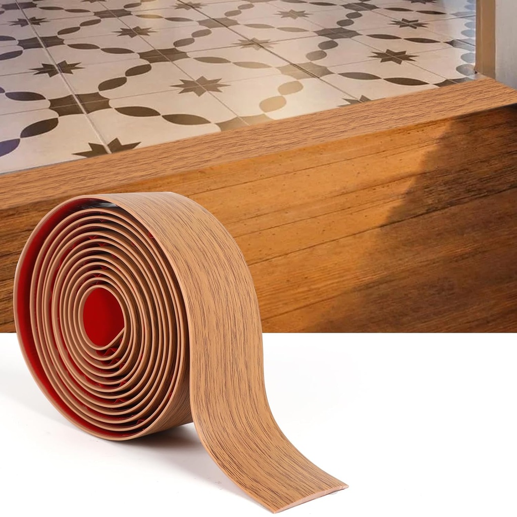 Vinyl Floor Transition Strip Floor Strip Trim Self Adhesive 20FT x 2" Flooring Transitions Laminate with Strong Backing Flat Divider Strip for Joining Floor Tile Gap,Carpet,Threshold (Brown)