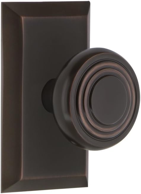 Nostalgic Warehouse Studio Plate with Deco Knob, Passage - 2.75", Timeless Bronze