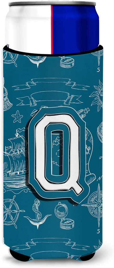 Letter Q Sea Doodles Initial Alphabet Ultra Beverage Insulators for slim cans
