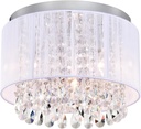LaLuLa White Chandelier Mini Flush Mount Chandeliers Small Drum Lighting Crystal 3 Light Flush Mount Light Fixtures for Bedroom Chandelier