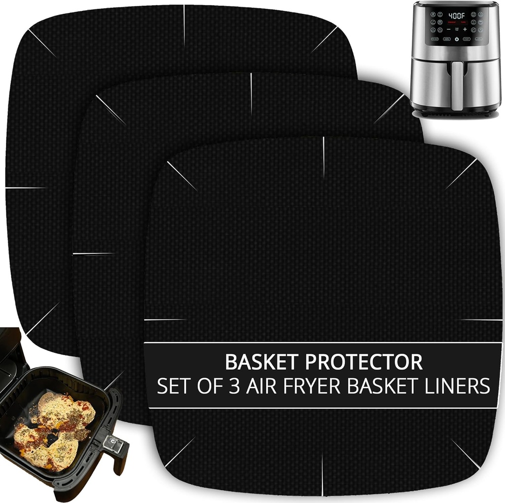 INFRAOVENS Air Fryer Liners Basket Protector Cover for Airfryer, Innovative Air Fryer Accessories and Kitchen Gadgets for 6.5 inch, 7 inch Square Air Fryers, Non-Stick Heat-Resistant Accessory