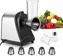 Electric Vegetable Cheese Grater - 1000W Food Processor with 5 Stainless Steel Blades, One-Touch Control for Efficiently Grating Cheese, Carrots, Potatoes, Nuts, Cucumbers & Zucchini.