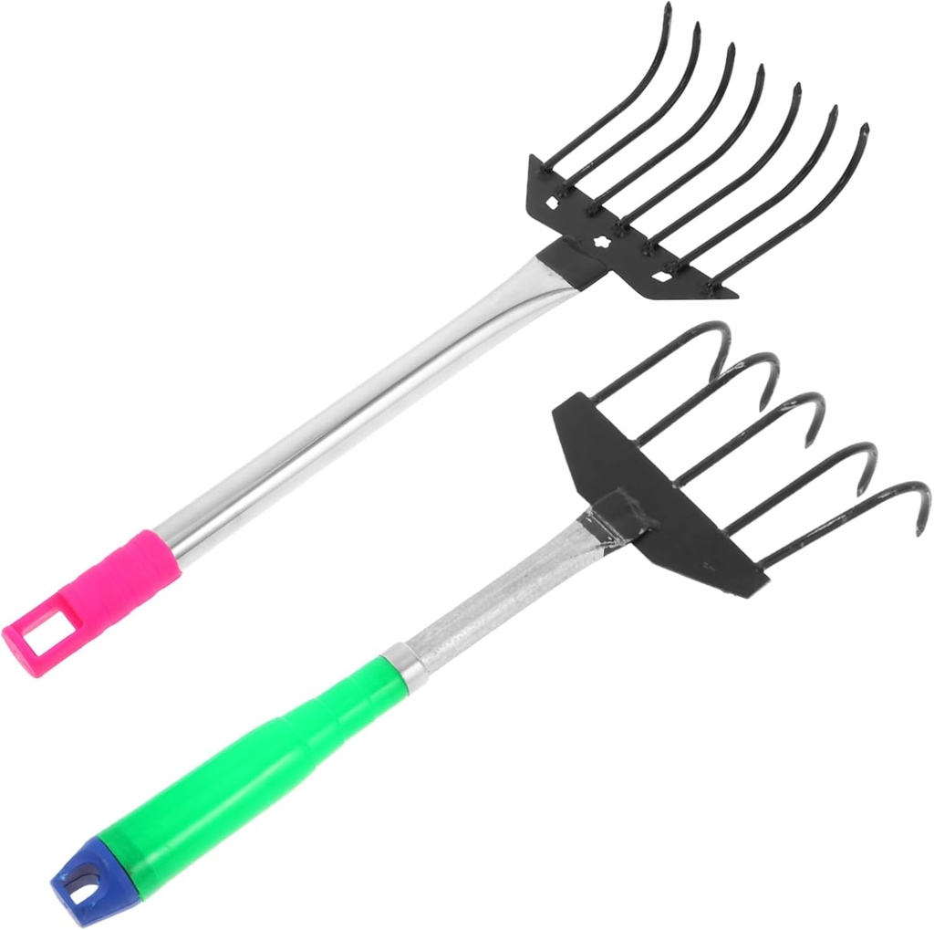 2pcs Garden Hand Rakes with Teeth and Teeth for Loosening Soil and Planting Flowers Ergonomic Handle for Comfortable Grip Lightweight Portable Gardening Tools