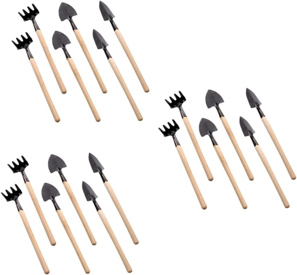 Yardwe 6sets Mini Gardening Tools of Hand Shovel Transplant Shovel and Hand Rake Handle for Soil Planting Digging and Weeding Your Garden