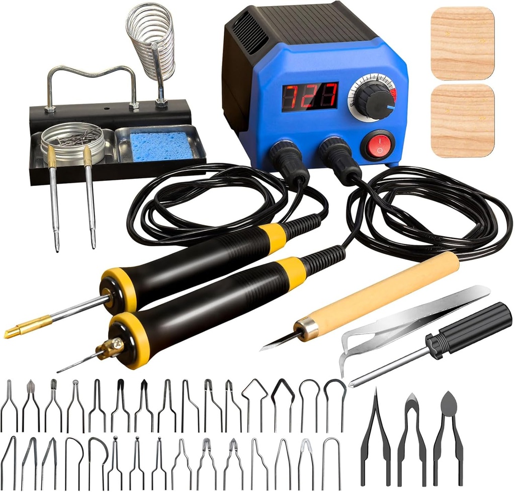 LH55-T2-NS2 Wood Burner kit offers adjustable temperature control ranging from 200℃ to 750℃,Wood Burning kit with 2 Detachable Wood Burning Tool Pens, 36 Wood burner Tips,professional wood burning kit