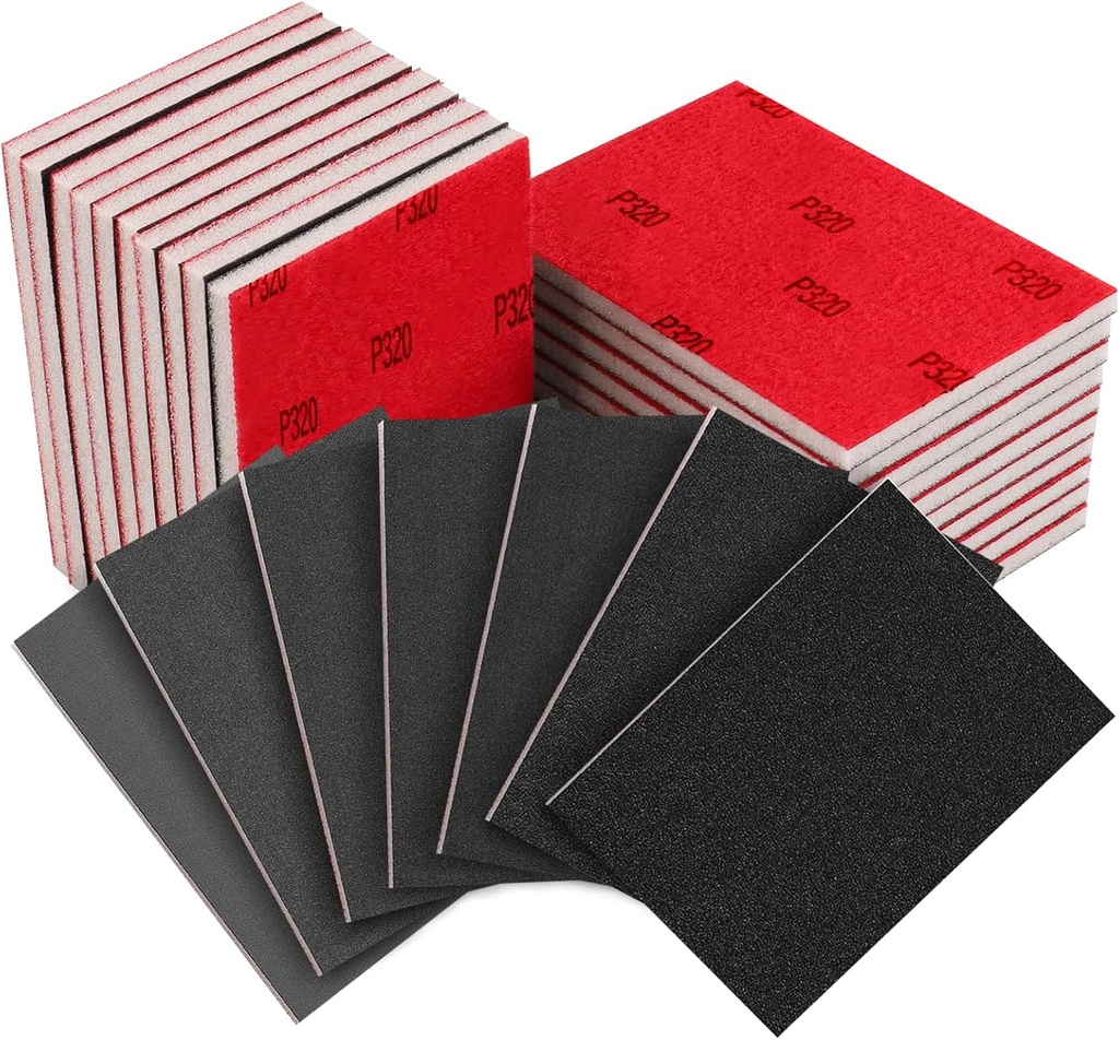 36PCS 3 x 4 Inch 180-3000 Grit Sanding Sponge，Ultra Fine Sanding Sponges Pads，Soft Foam Hand Sanding Block Dry Wet Sandpaper Blocks for Model Drywall Metal Wood Furniture Polishing