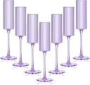 16 Pack Plastic Champagne Flutes, 5.5 Oz Unbreakable Goblet Glasses Reusable Champagne Toasting Cups - Modern & Elegant for Wedding Party Anniversary Christmas Birthday (5.5oz-Ribbed-Purple-16pack)