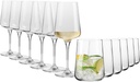 Krosno Glasses Set | 6x water drinks juice glasses 16.6 oz + 6x white and sparkling wine glasses 13.5 oz | Elegant design | Crystal Glass | Ideal for home, restaurant and party | Dishwasher safe