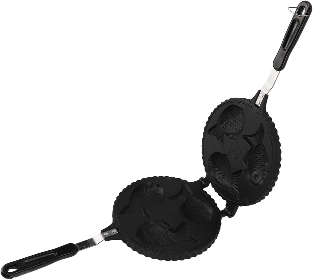 Fish Shaped Waffle Maker, 16.5 X 7.7 in 3 Fish Uniform Heating Aluminum Waffle Cake Maker Pan, Pancake Baking Double Pan for Home Snack Bars