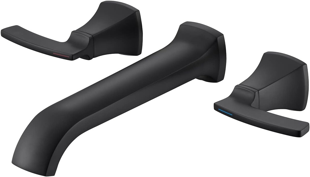 Tub Filler Wall Mount Tub Faucet Black High Flow Long Spout Reach Roman Bathtub Faucets with 2 Handles