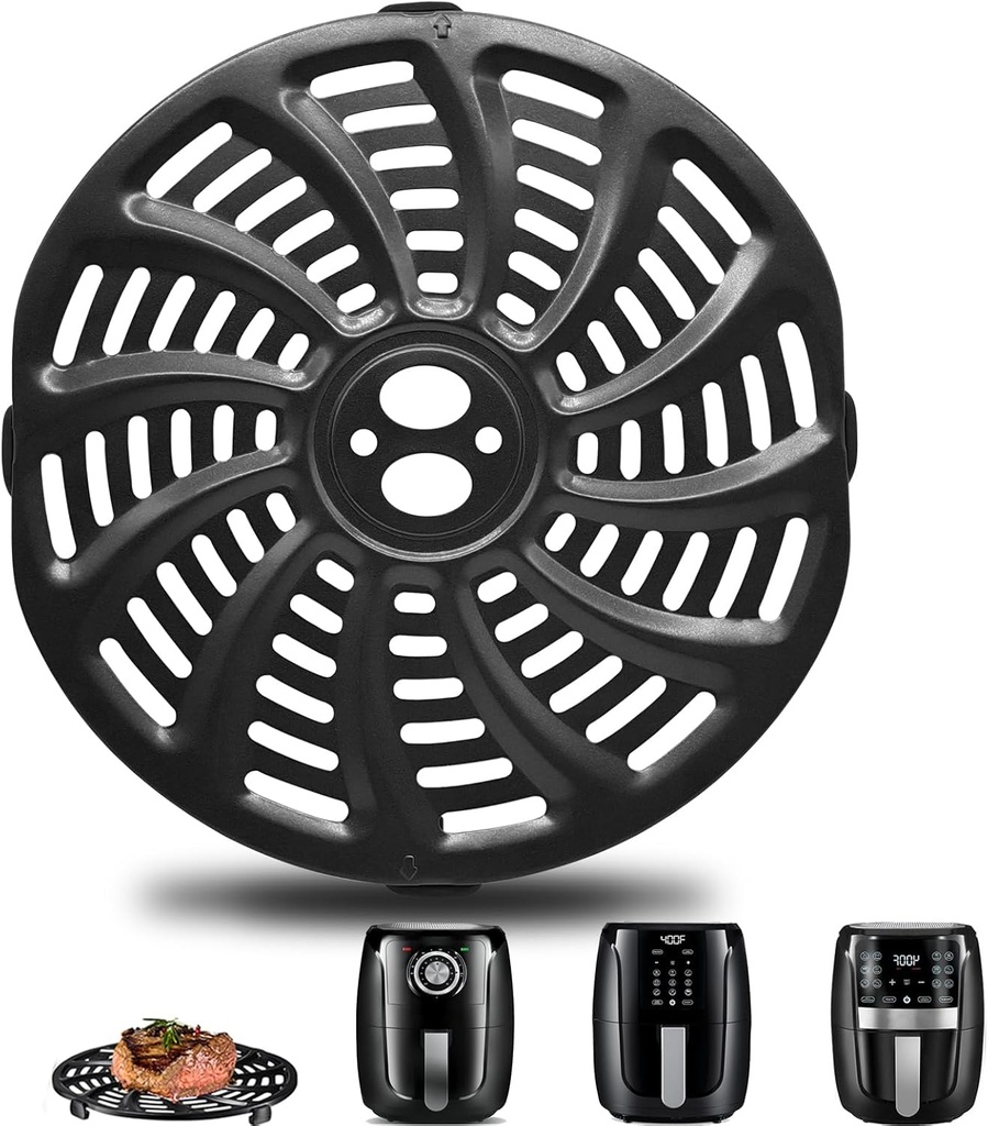 Air Fryer Accessories for Gourmia GAF536 GAF566 GAF556 5QT, 8.8''×8.4'' Nonstick Air Fryer Replacement Parts Tray Rack Grill Pan Grill Plate Basket Crisper Plate with Rubber Bumpers