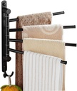 ELLO&ALLO Oil Rubbed Bronze Towel Bars for Bathroom Wall Mounted Swivel Towel Rack Holder with Hooks 4-Arm