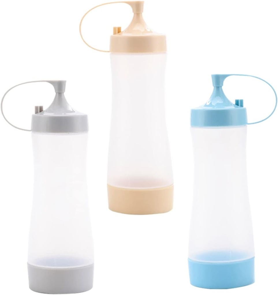 3Pcs Squeeze Bottle Set for Condiments 12oz Plastic Sauce Dispensers Nozzle Tips for Salad Dressings Tomato Accessories for Cooking and Baking