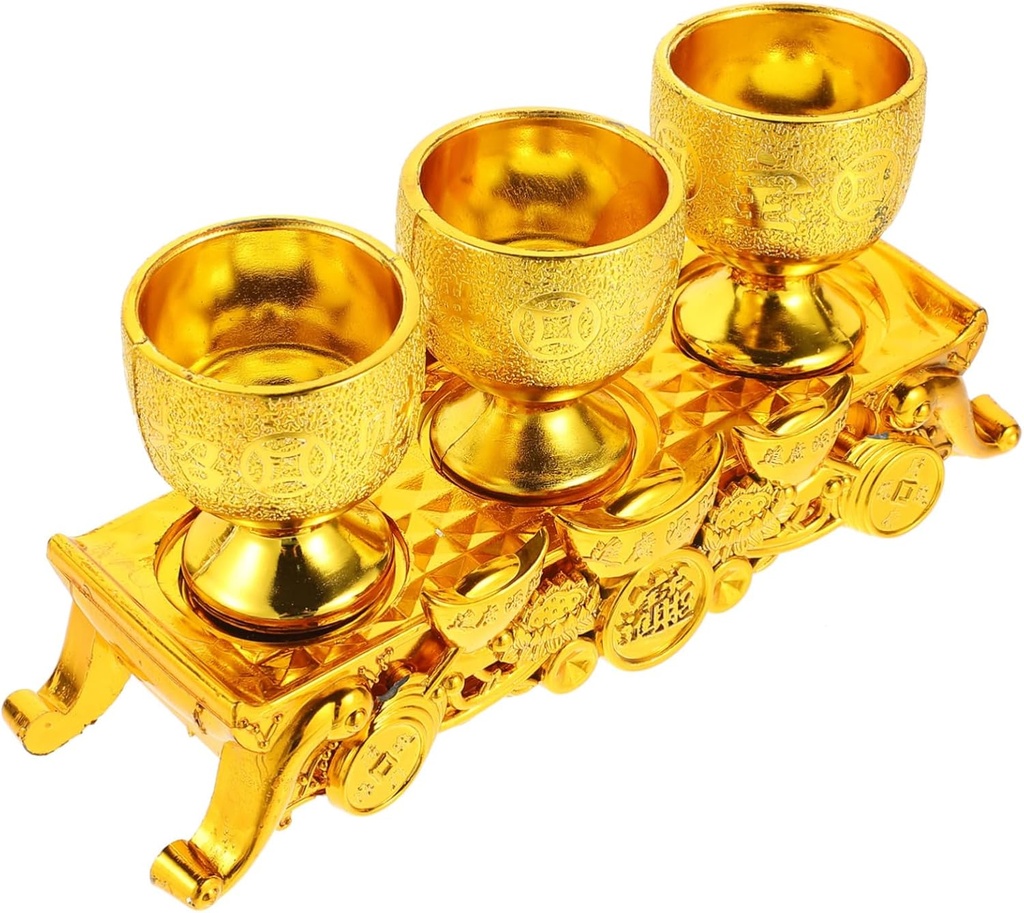 Cabilock 1Set Buddhist Worship Cup Classic Offering Cup Decorative Goblet for Temple Use Vintage Design Offering Supplies for Water Tea and Rice Offerings