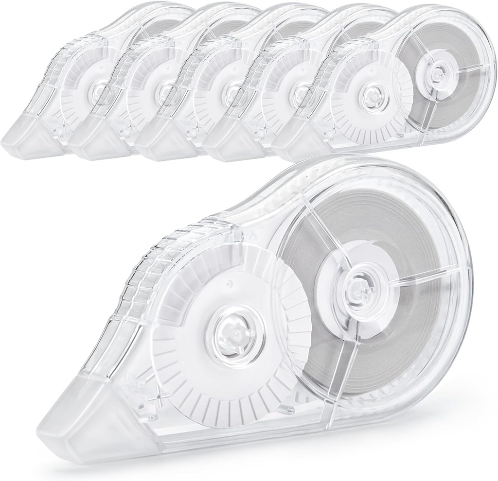 6 Pcs Correction Tape, 98.43 Ft White Wrong Out Tear-Resistant Bulk, Instant Corrections Easy To Use Applicator for School, Office, Note Taking, Journal (Tape Width 0.2 in，Clear)